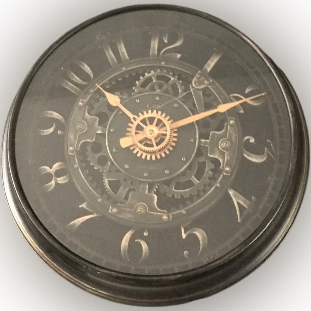 Black and Gold Gear Wall Clock